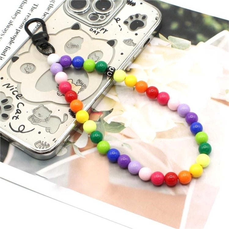 Phone Charms Strap Acrylic Beaded Wrist Strap for Phone Case with Tether Tab, Total Length: 30cm - Multi-Color