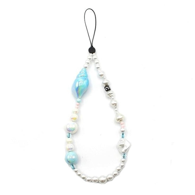 Cell Phone Lanyard Strap Acrylic Ocean-Inspired Wristlet Strap Short Wrist Strap Total Length: 30cm - Ocean Pearl