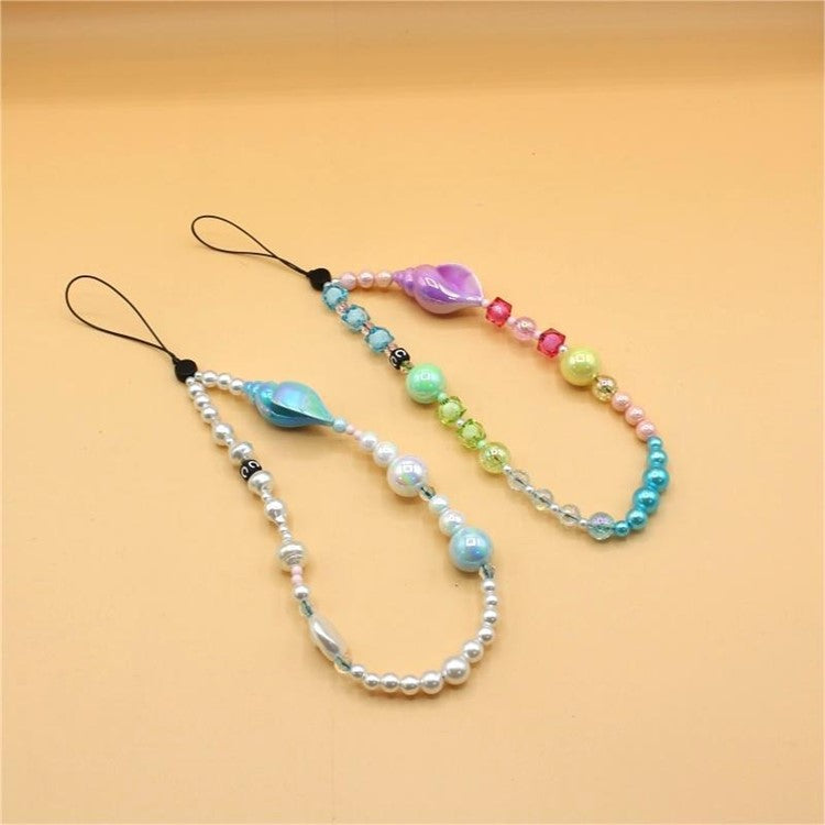 Cell Phone Lanyard Strap Acrylic Ocean-Inspired Wristlet Strap Short Wrist Strap Total Length: 30cm - Ocean Pearl