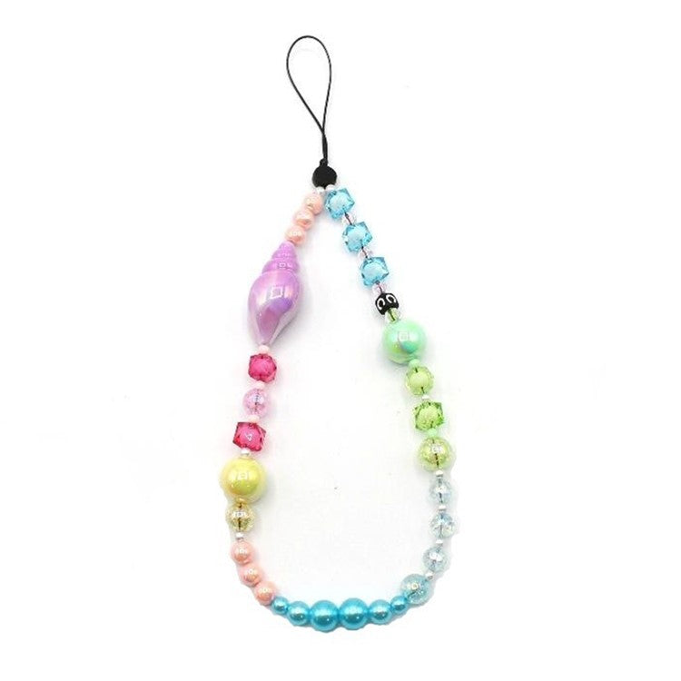 Cell Phone Lanyard Strap Acrylic Ocean-Inspired Wristlet Strap Short Wrist Strap Total Length: 30cm - Rainbow Conch