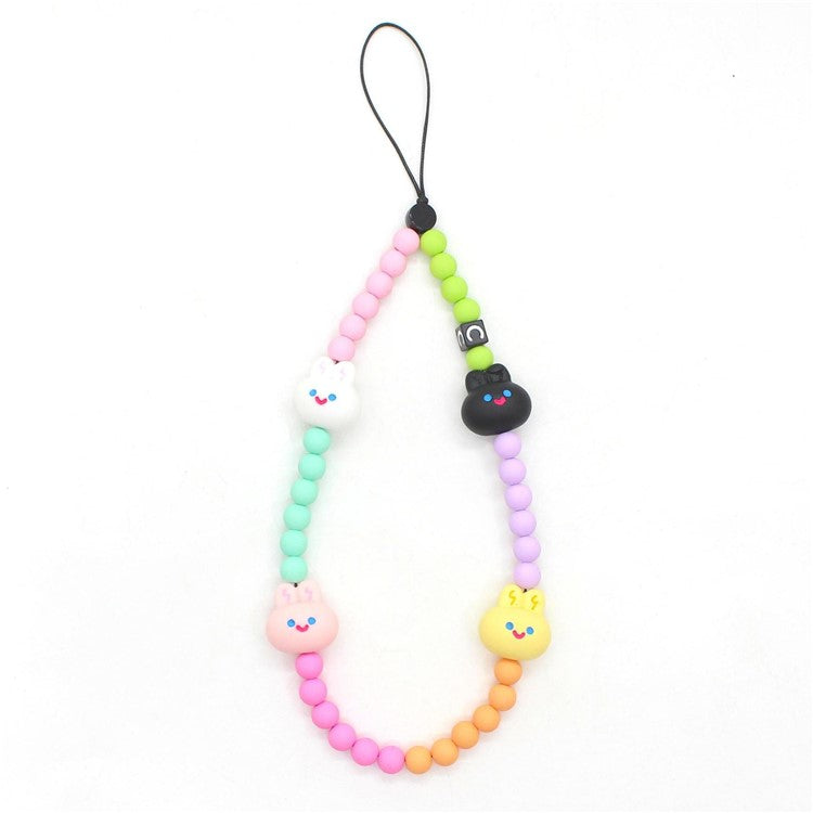 Beaded Phone Lanyard Wrist Strap Acrylic Candy Bunny Mobile Phone Chain, Total Length: 30cm