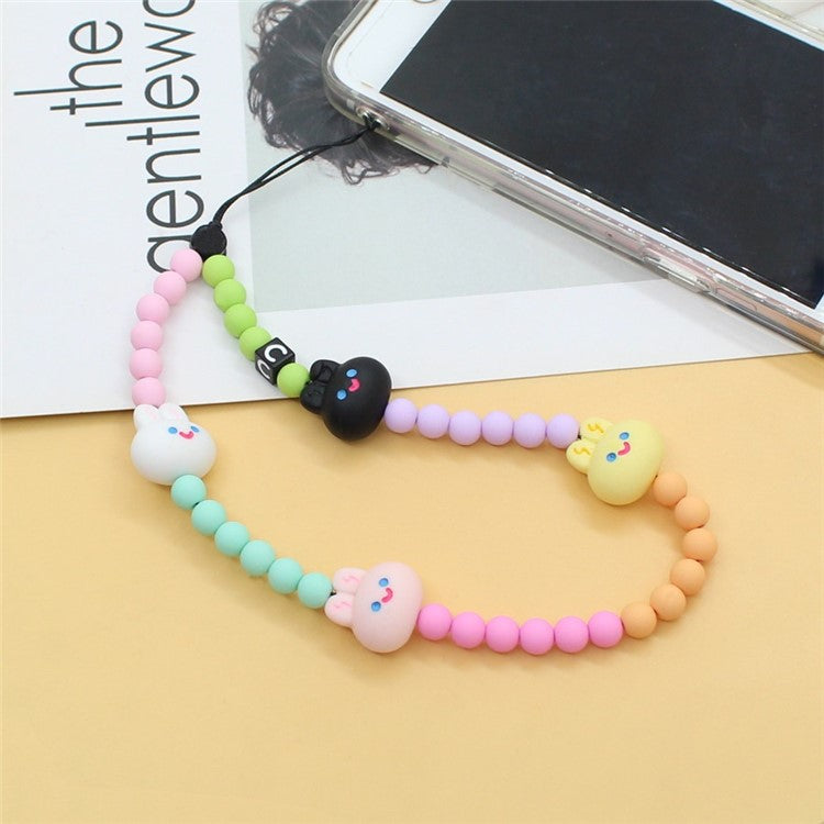 Beaded Phone Lanyard Wrist Strap Acrylic Candy Bunny Mobile Phone Chain, Total Length: 30cm