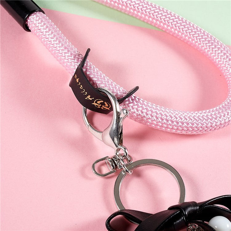 30cm Thickened Wrist Strap for Phone Camera Keychain ID Badge Holder Hand Lanyard - Rose Gold