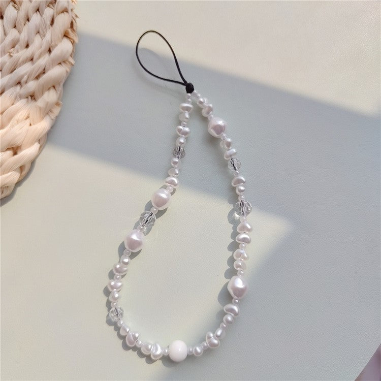 Beaded Wrist Strap 32cm+5cm Cute Phone Charms Strap Pearl Bracelet Wrist Strap