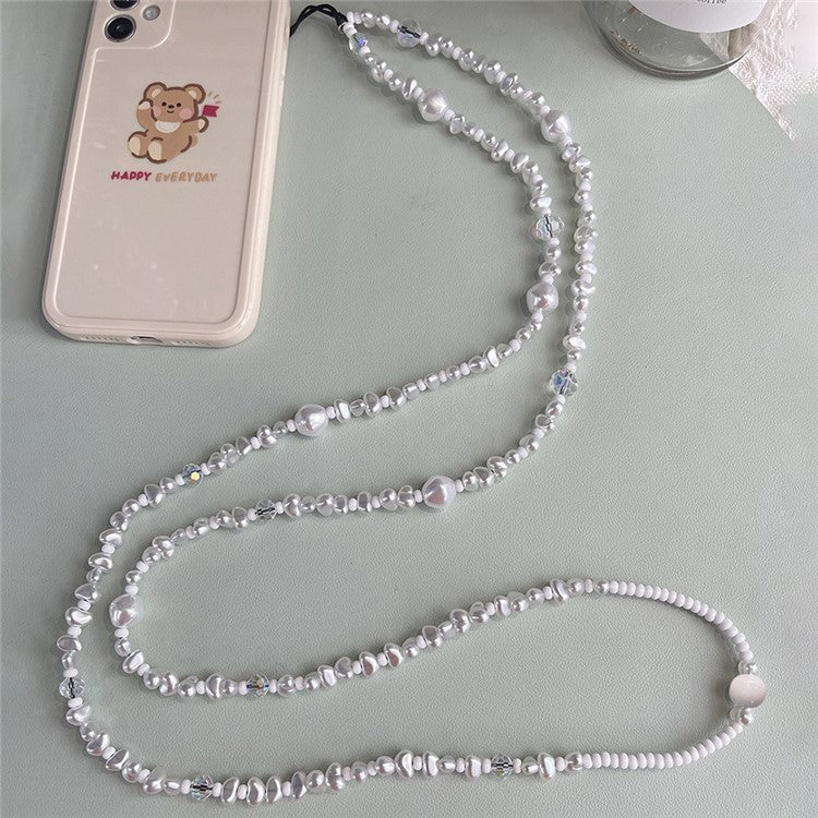 Phone Chain Crossbody Pearl Beaded Strap 120cm+5cm Anti-Theft Shoulder Lanyard