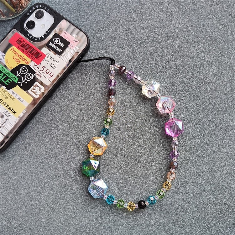 Crystal Phone Wrist Strap 30cm+5cm Detachable Anti Theft Phone Strap Chain Keychain Beaded Lanyard - SJ-A230010A