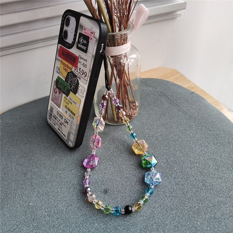 Crystal Phone Wrist Strap 30cm+5cm Detachable Anti Theft Phone Strap Chain Keychain Beaded Lanyard - SJ-A230010A