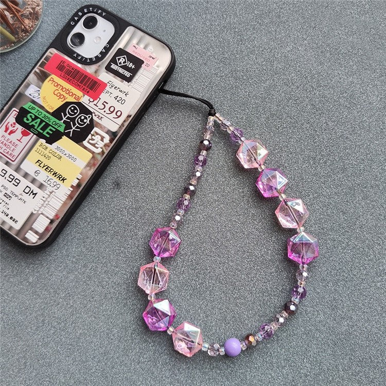 Crystal Phone Wrist Strap 30cm+5cm Detachable Anti Theft Phone Strap Chain Keychain Beaded Lanyard - SJ-A230010C