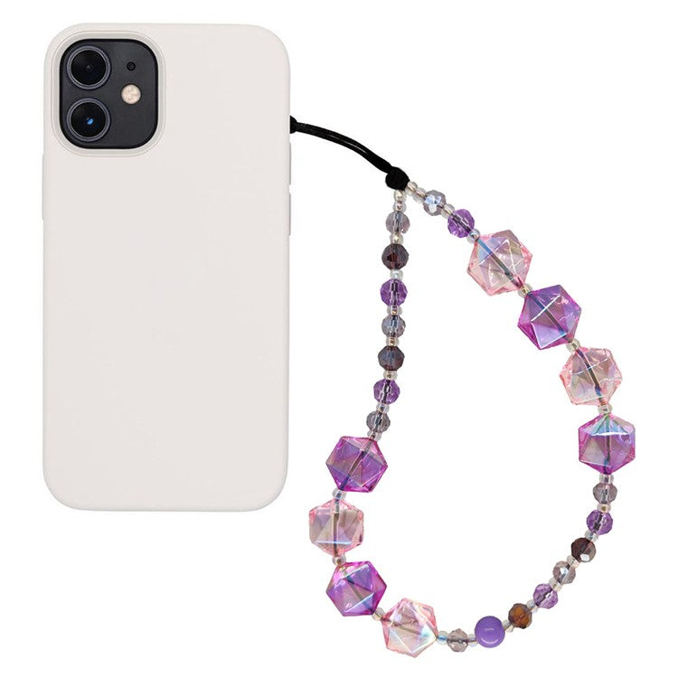 Crystal Phone Wrist Strap 30cm+5cm Detachable Anti Theft Phone Strap Chain Keychain Beaded Lanyard - SJ-A230010C