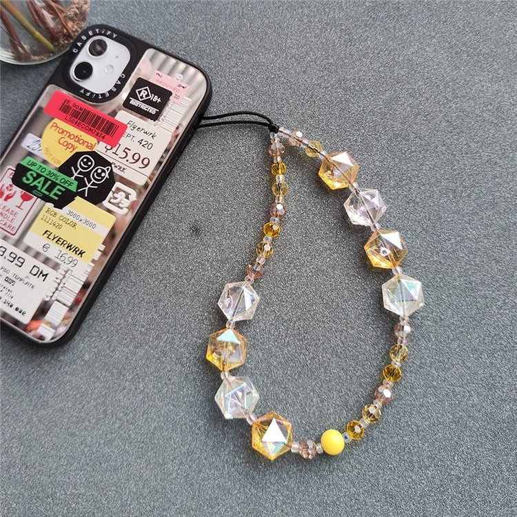 Crystal Phone Wrist Strap 30cm+5cm Detachable Anti Theft Phone Strap Chain Keychain Beaded Lanyard - SJ-A230010D