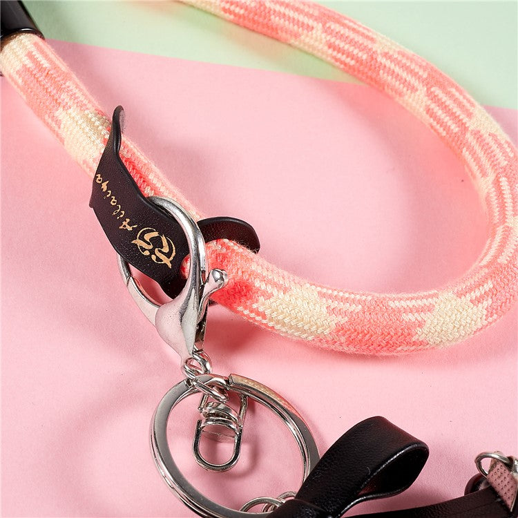 30cm Thickened Universal Wrist Strap for Phone Camera USB Flash Drive Dual Color Hand String Holder Lanyard - Pink