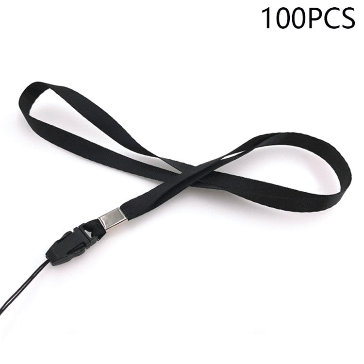 100Pcs Neck Straps 39cm+7.5cm Universal Nylon Cell Phone Lanyards Phone Charm - Black