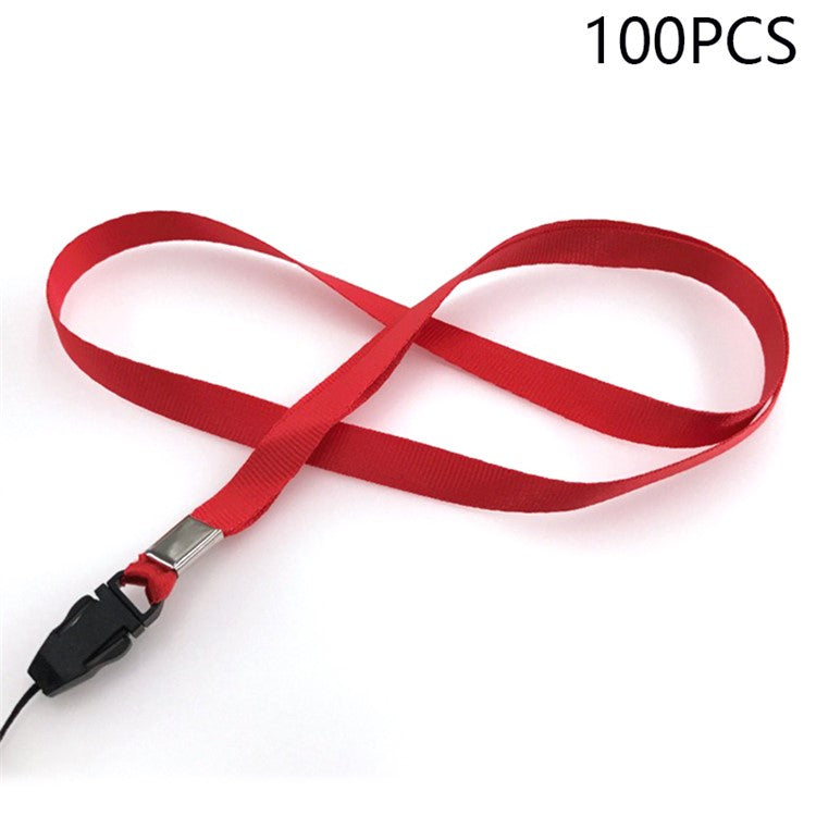 100Pcs Neck Straps 39cm+7.5cm Universal Nylon Cell Phone Lanyards Phone Charm - Red