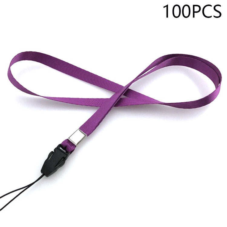 100Pcs Neck Straps 39cm+7.5cm Universal Nylon Cell Phone Lanyards Phone Charm - Dark Purple