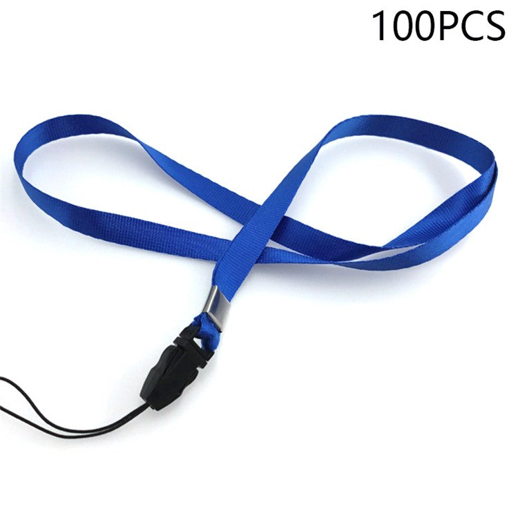 100Pcs Neck Straps 39cm+7.5cm Universal Nylon Cell Phone Lanyards Phone Charm - Blue