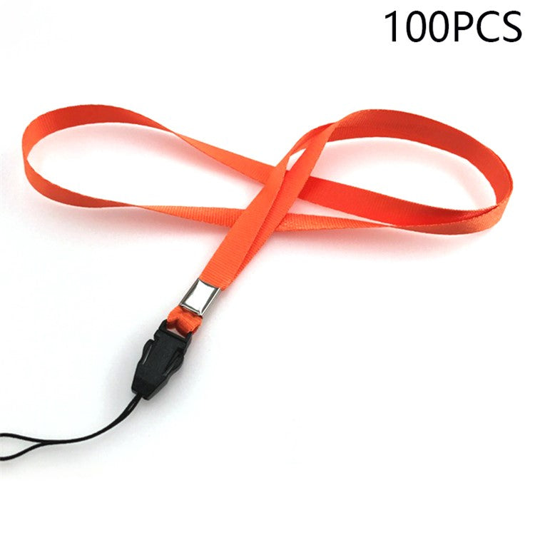 100Pcs Neck Straps 39cm+7.5cm Universal Nylon Cell Phone Lanyards Phone Charm - Orange