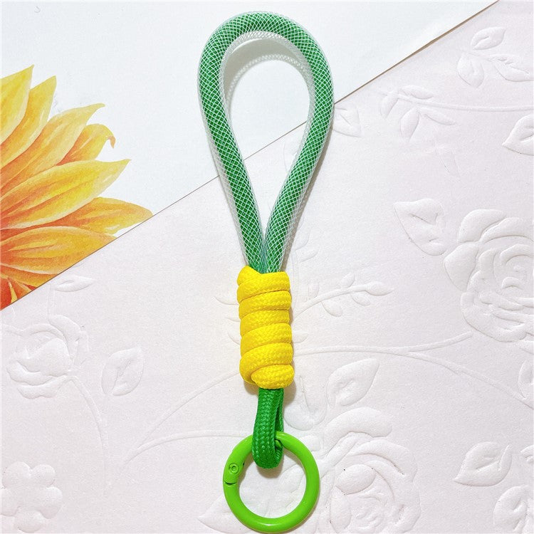 Phone Strap 15cm Wristlet Bracelet Braided Polyester Anti-Loss Phone Wrist Strap - Green+Yellow