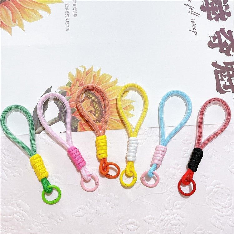 Phone Strap 15cm Wristlet Bracelet Braided Polyester Anti-Loss Phone Wrist Strap - Green+Yellow