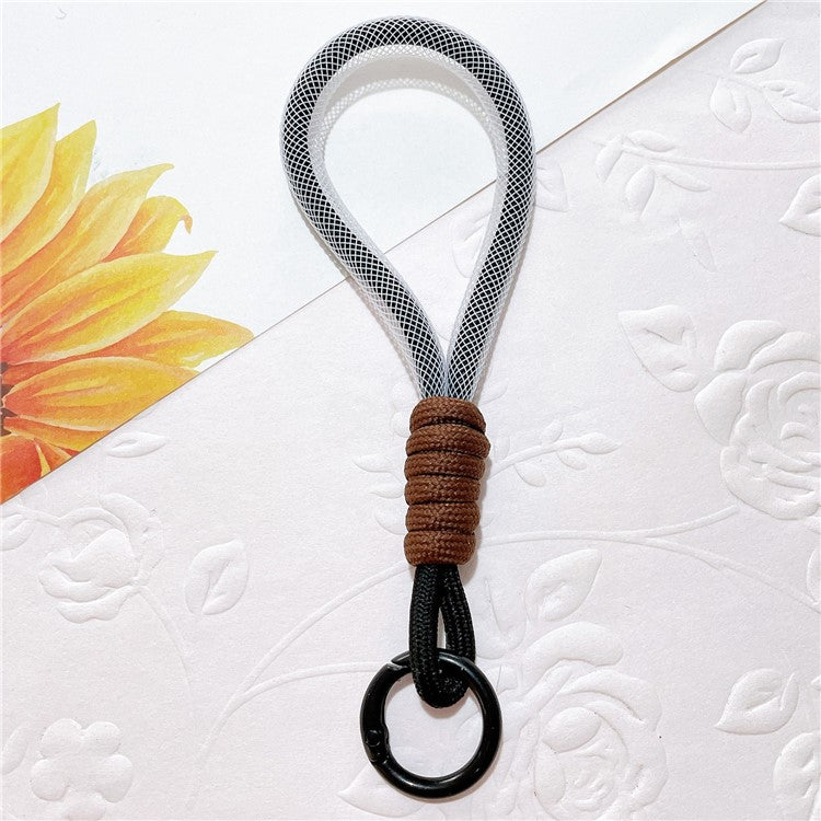 Phone Strap 15cm Wristlet Bracelet Braided Polyester Anti-Loss Phone Wrist Strap - Black+Coffee