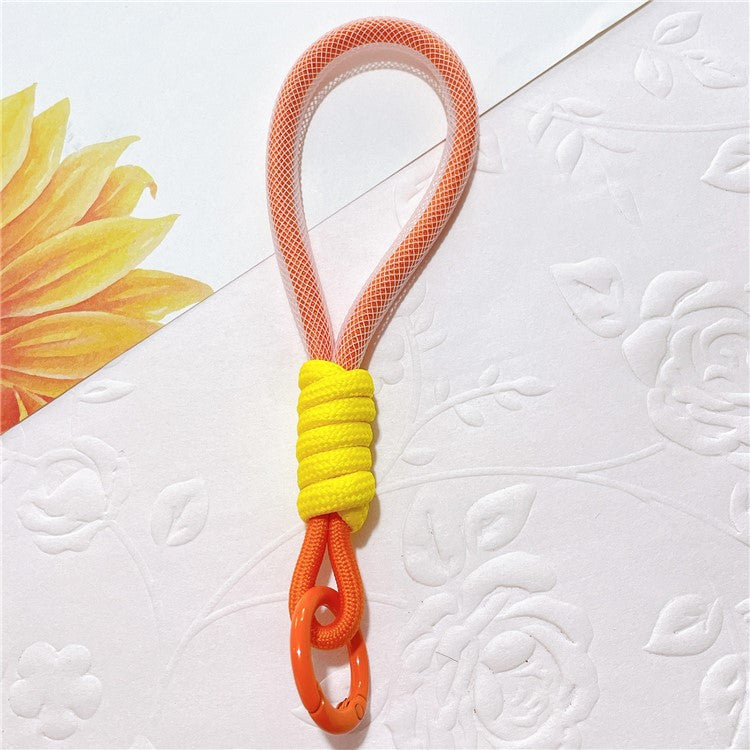 Phone Strap 15cm Wristlet Bracelet Braided Polyester Anti-Loss Phone Wrist Strap - Orange+Yellow