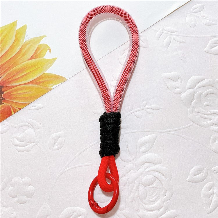 Phone Strap 15cm Wristlet Bracelet Braided Polyester Anti-Loss Phone Wrist Strap - Red+Black