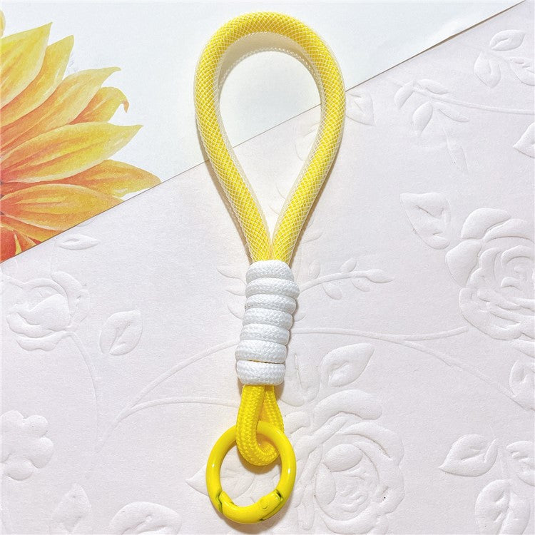 Phone Strap 15cm Wristlet Bracelet Braided Polyester Anti-Loss Phone Wrist Strap - Yellow+White