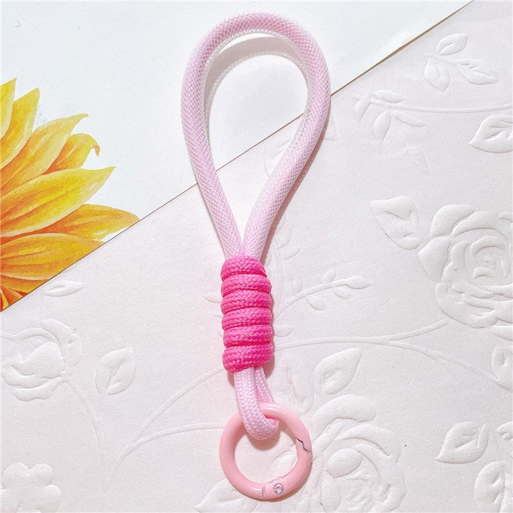 Phone Strap 15cm Wristlet Bracelet Braided Polyester Anti-Loss Phone Wrist Strap - Light Pink+Deek Pink