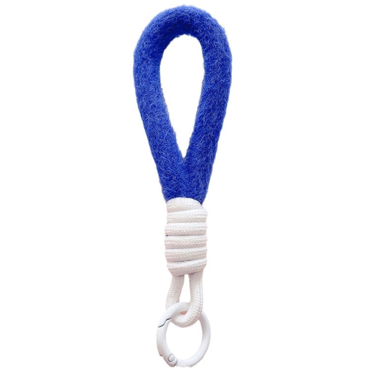 Hand Wrist Strap Lanyard Cell Phone Lanyard 16cm Plush Winter Warm Wristlet - Sapphire