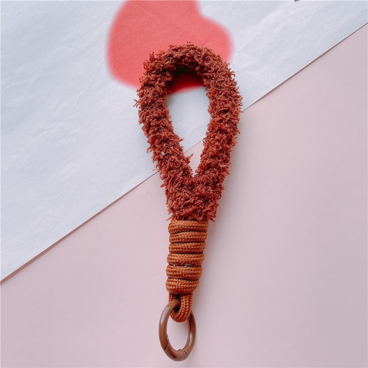 Phone Strap 16cm Woven Polyester Hands-Free Cell Phone Wristlet Bracelet  - Coffee