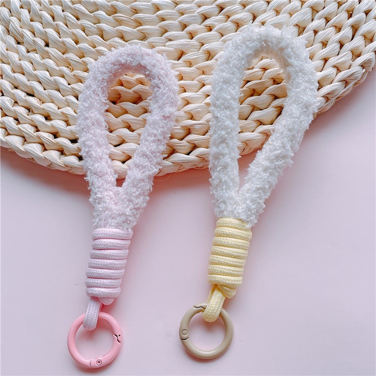 Phone Strap 16cm Woven Polyester Hands-Free Cell Phone Wristlet Bracelet  - Beige