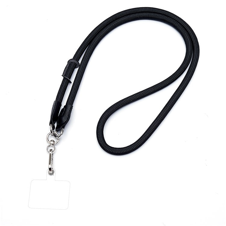 1.2m Universal Cell Phone Lanyard Metal Hook Thicken Neck Rope Crossbody Strap with Transparent Patch - Black