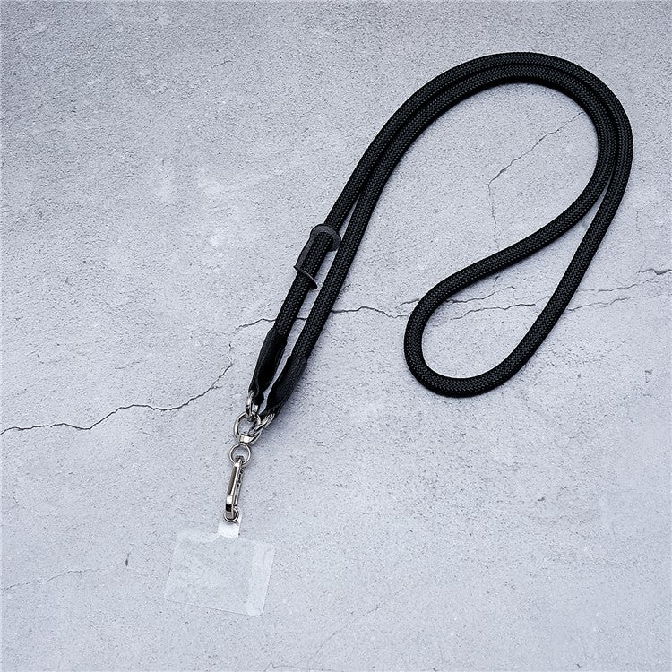 1.2m Universal Cell Phone Lanyard Metal Hook Thicken Neck Rope Crossbody Strap with Transparent Patch - Black