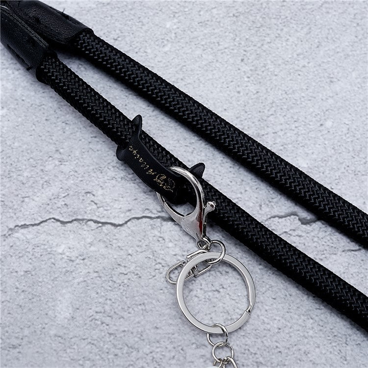 1.2m Universal Cell Phone Lanyard Metal Hook Thicken Neck Rope Crossbody Strap with Transparent Patch - Black