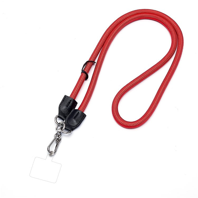 1.2m Universal Cell Phone Lanyard Metal Hook Thicken Neck Rope Crossbody Strap with Transparent Patch - Red