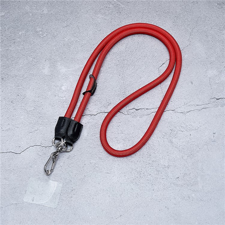 1.2m Universal Cell Phone Lanyard Metal Hook Thicken Neck Rope Crossbody Strap with Transparent Patch - Red