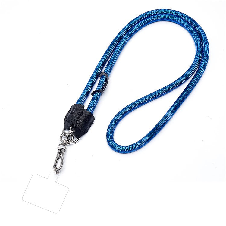 1.2m Universal Cell Phone Lanyard Metal Hook Thicken Neck Rope Crossbody Strap with Transparent Patch - Blue