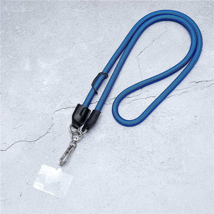 1.2m Universal Cell Phone Lanyard Metal Hook Thicken Neck Rope Crossbody Strap with Transparent Patch - Blue