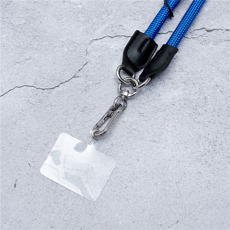 1.2m Universal Cell Phone Lanyard Metal Hook Thicken Neck Rope Crossbody Strap with Transparent Patch - Blue