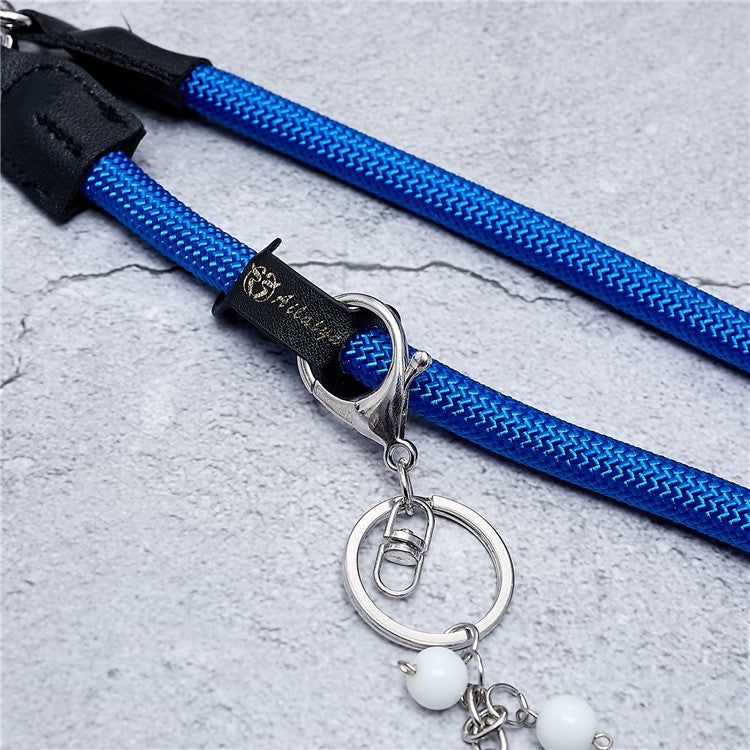 1.2m Universal Cell Phone Lanyard Metal Hook Thicken Neck Rope Crossbody Strap with Transparent Patch - Blue