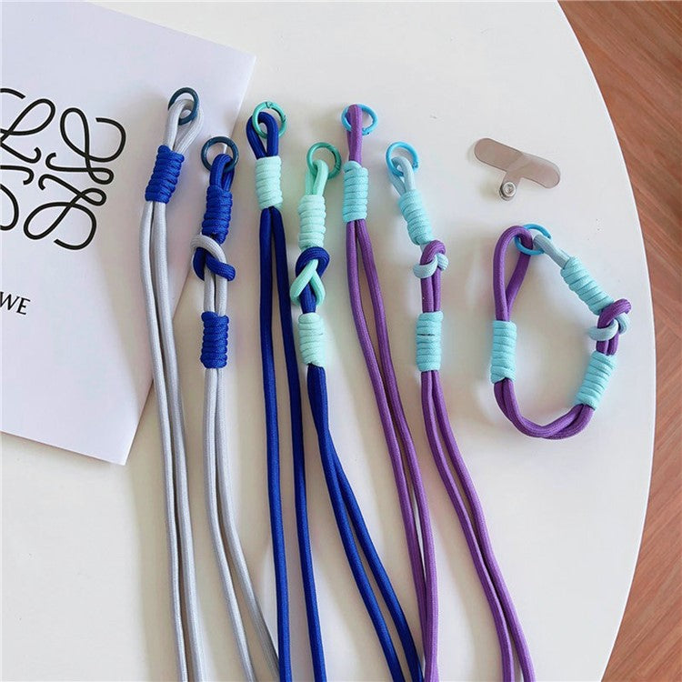 Cell Phone Lanyard Universal Crossbody Polyester Strap with Tether Tab, Total Length: 120cm - Grey+Blue