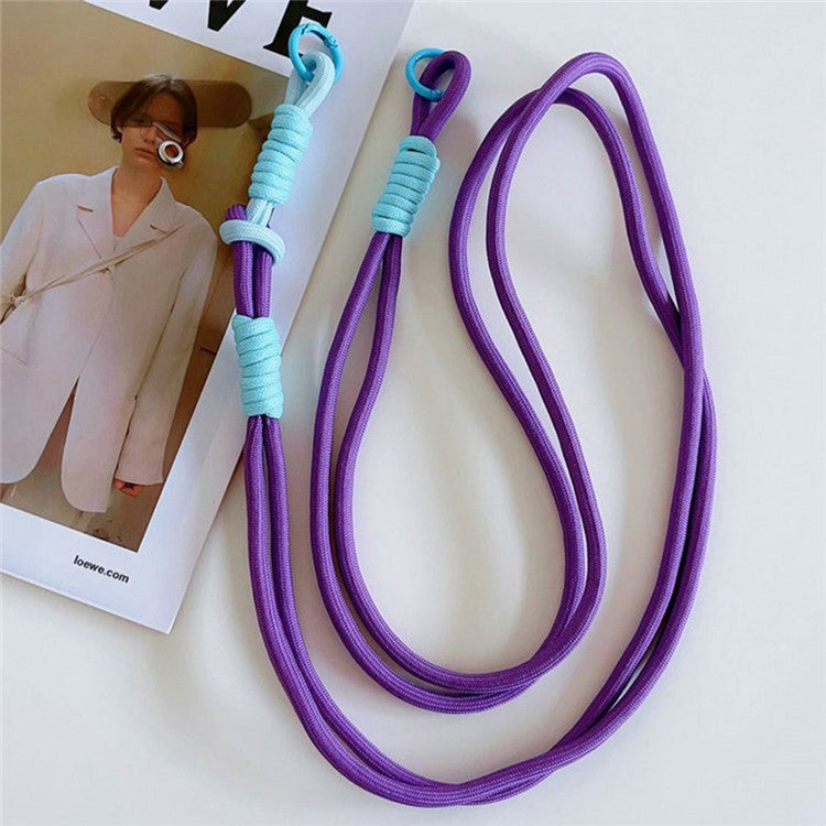 Cell Phone Lanyard Universal Crossbody Polyester Strap with Tether Tab, Total Length: 120cm - Blue+Purple