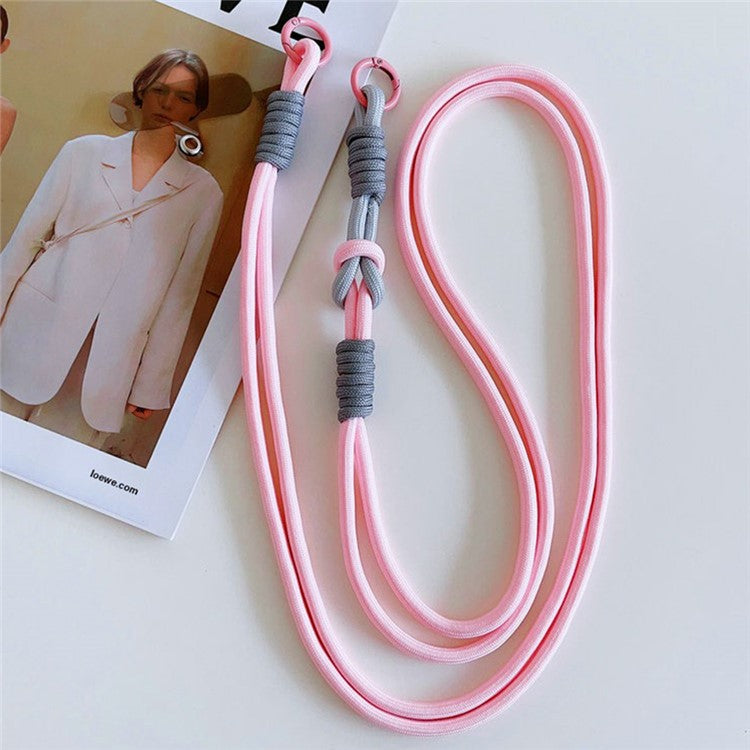 Cell Phone Lanyard Universal Crossbody Polyester Strap with Tether Tab, Total Length: 120cm - Pink+Grey