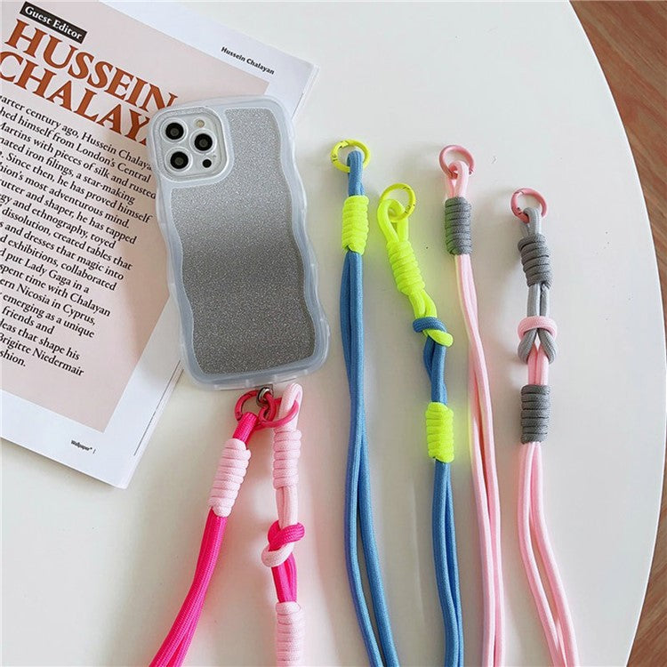 Cell Phone Lanyard Universal Crossbody Polyester Strap with Tether Tab, Total Length: 120cm - Pink+Grey