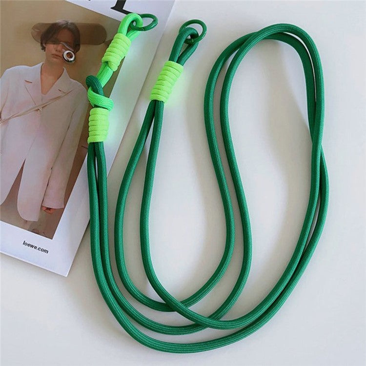 Cell Phone Lanyard Universal Crossbody Polyester Strap with Tether Tab, Total Length: 120cm - Dark Green+Fluorescent Green