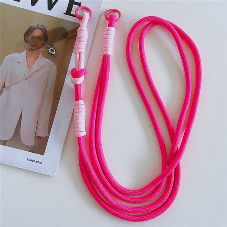 Cell Phone Lanyard Universal Crossbody Polyester Strap with Tether Tab, Total Length: 120cm - Rose+Pink