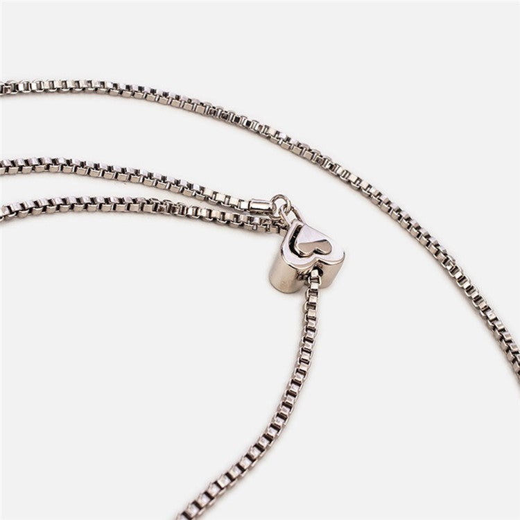 Metal Phone Chain Crossbody Neck Lanyard Love Heart Adjustable with Tether Tab, Total Length: 135cm - Silver