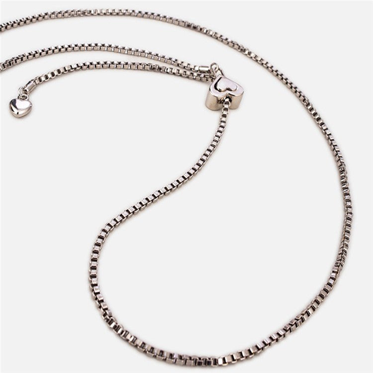 Metal Phone Chain Crossbody Neck Lanyard Love Heart Adjustable with Tether Tab, Total Length: 135cm - Silver