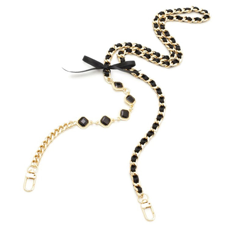 Crossbody Phone Lanyard Metal Phone Charm Cell Phone Chain Strap, Total Length: 120cm - Black