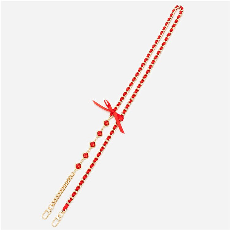 Crossbody Phone Lanyard Metal Phone Charm Cell Phone Chain Strap, Total Length: 120cm - Red