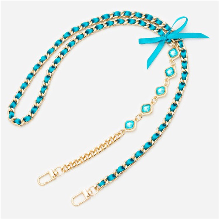 Crossbody Phone Lanyard Metal Phone Charm Cell Phone Chain Strap, Total Length: 120cm - Sky Blue